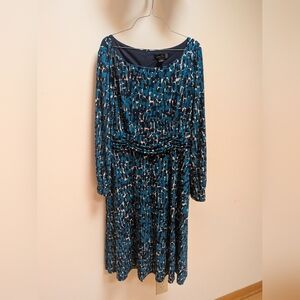 Jessica Howard Teal and Black Long Sleeve Dress